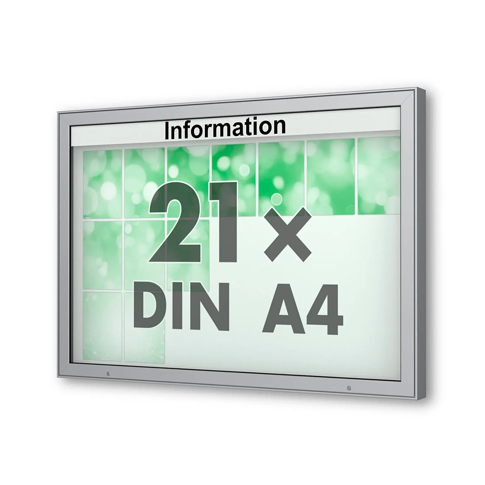 21 x DIN A4 Schaukasten Plenum eckig - der "Klassiker" - 100mm Bautiefe - Wandschaukasten mit optionaler LED-Beleuchtung